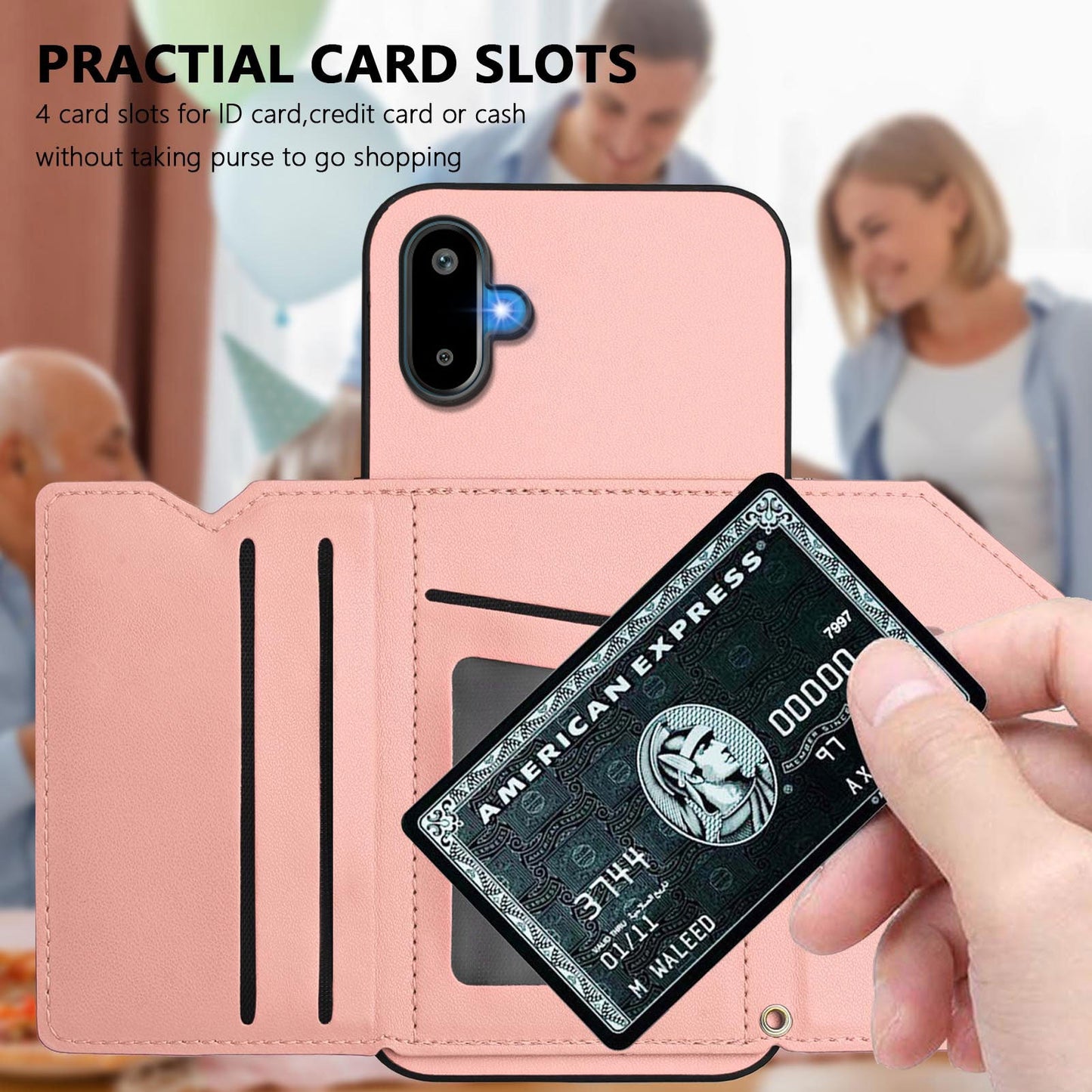 For Samsung Galaxy M06 5G / Galaxy F06 5G Case Card Holder Kickstand Skin-Touch Phone Cover with Wrist Strap - Pink