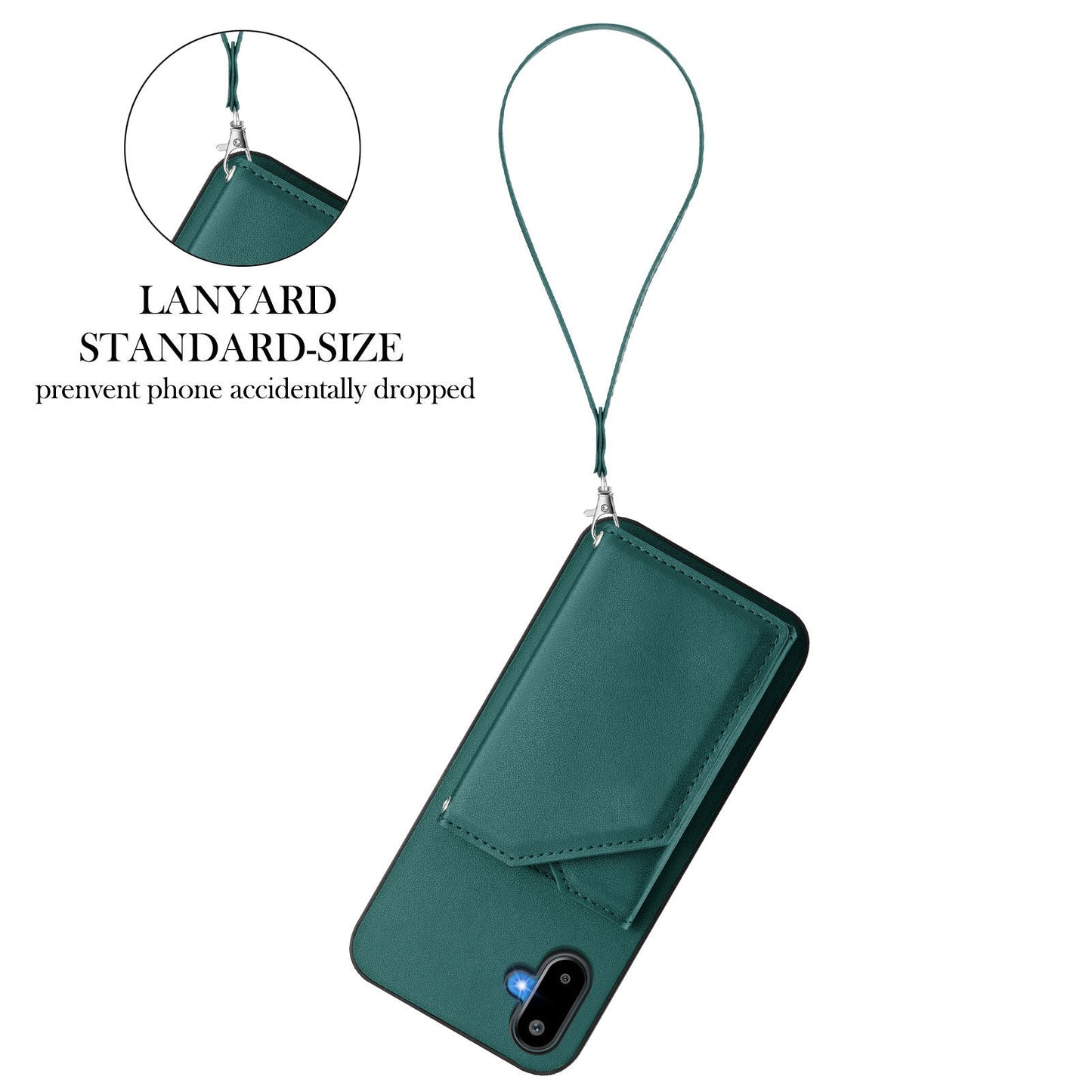 For Samsung Galaxy M06 5G / Galaxy F06 5G Case Card Holder Kickstand Skin-Touch Phone Cover with Wrist Strap - Green