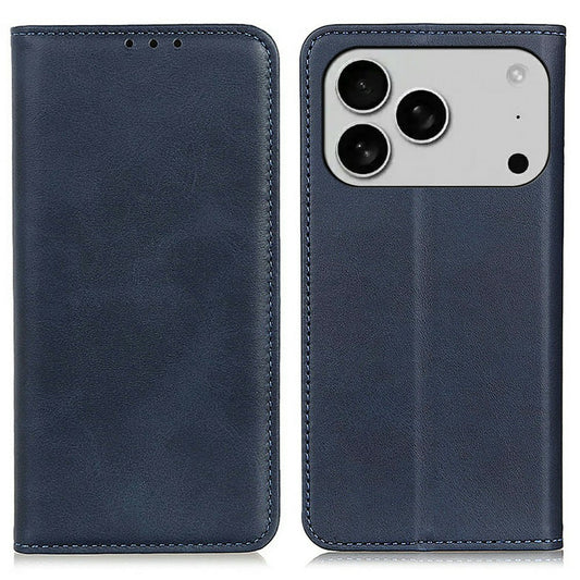 For iPhone 17 Pro Max Case Split Leather Flip Wallet Phone Cover - Blue