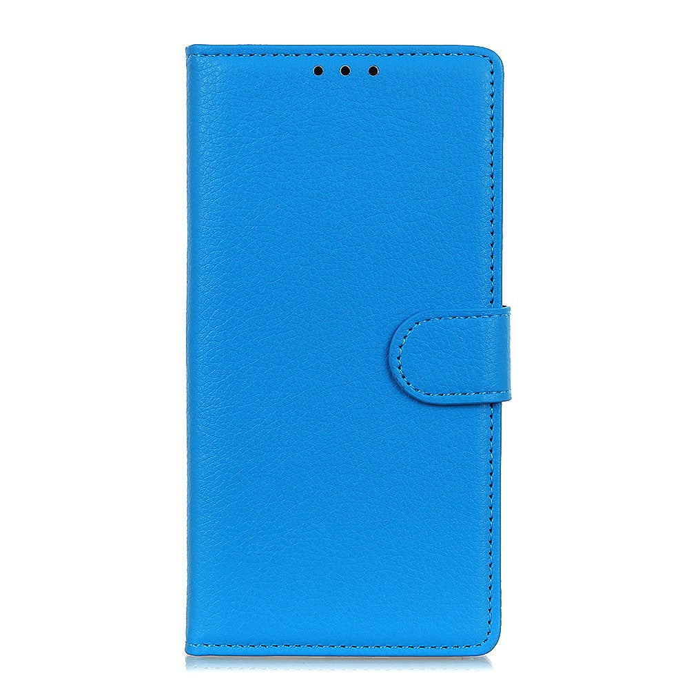 For iPhone 17 Pro Max Wallet Case PU Leather Phone Cover Litchi Texture - Blue