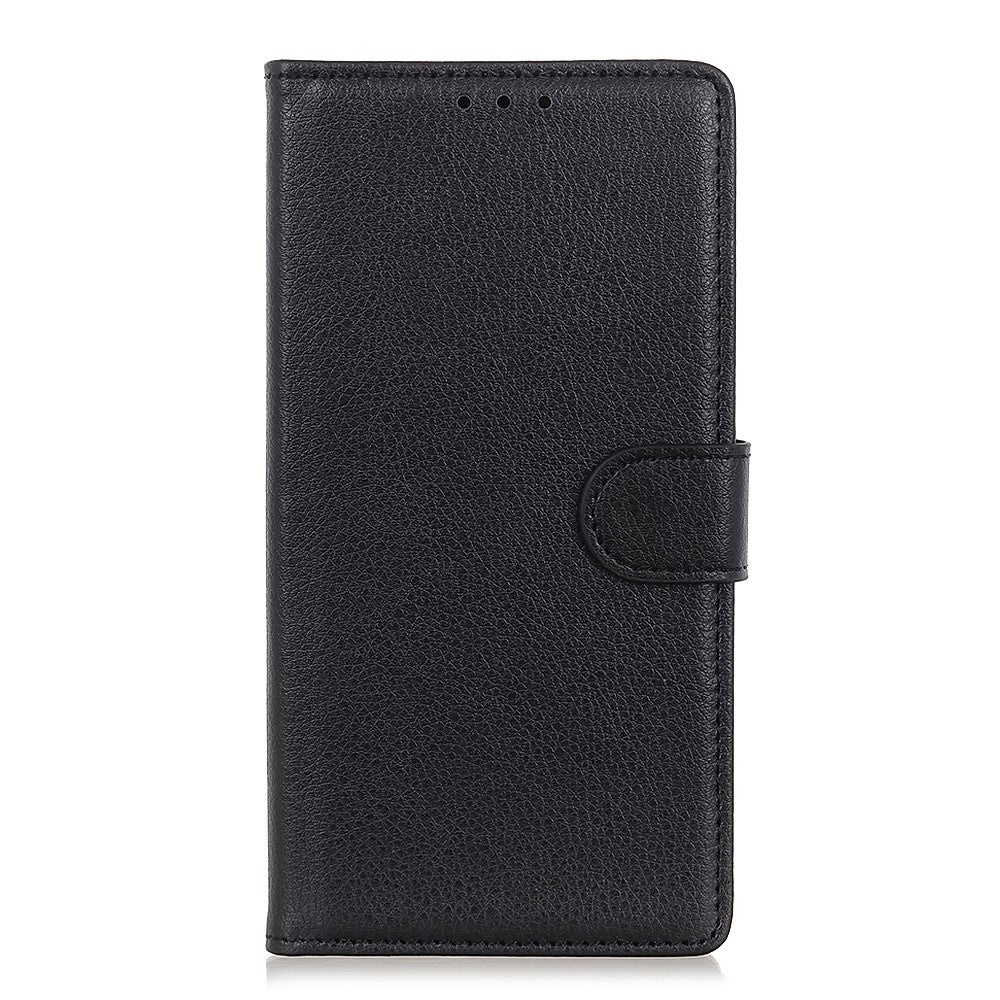 For iPhone 17 Pro Max Wallet Case PU Leather Phone Cover Litchi Texture - Black