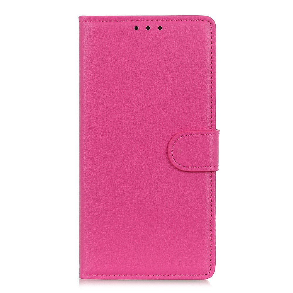 For iPhone 17 Pro Max Wallet Case PU Leather Phone Cover Litchi Texture - Rose