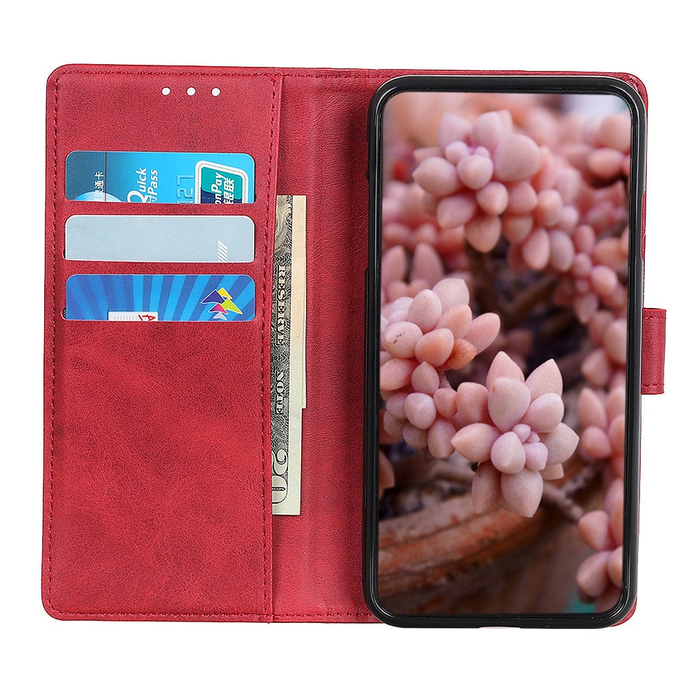 For iPhone 17 Pro Max Case Cowhide Texture Leather Wallet Stand Phone Cover - Red