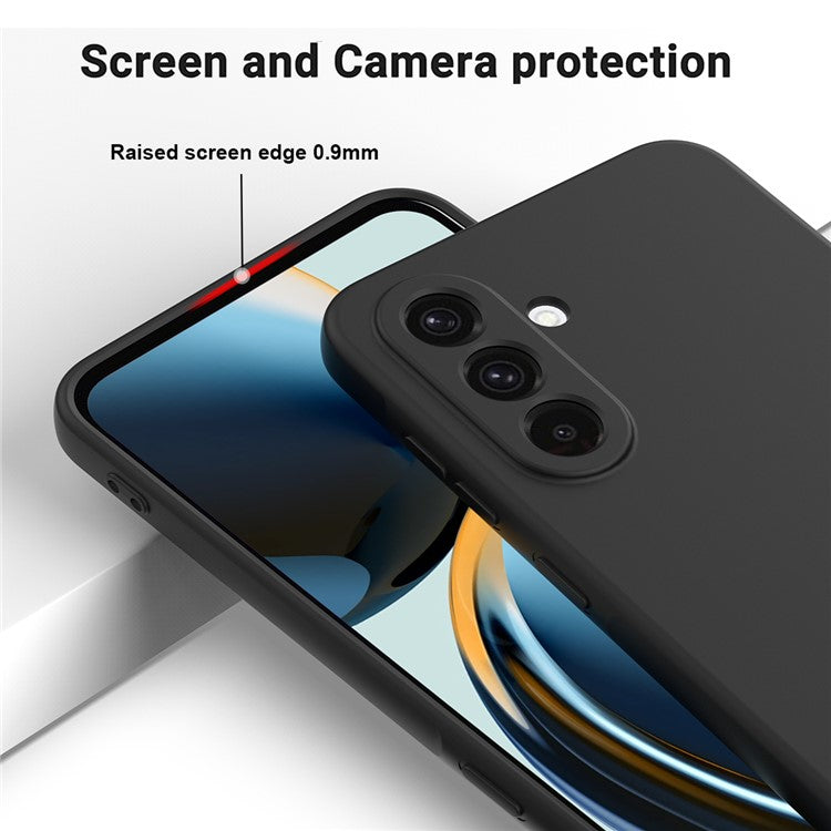 For Samsung Galaxy F56 5G  /  M56 5G Liquid Silicone Case Phone Back Cover with Hand Strap - Black
