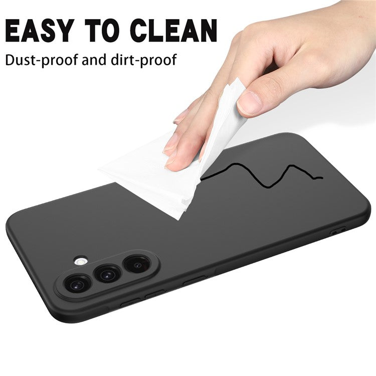 For Samsung Galaxy F56 5G  /  M56 5G Liquid Silicone Case Phone Back Cover with Hand Strap - Black