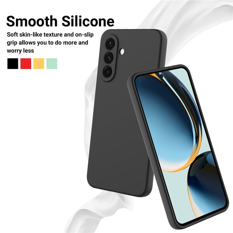 For Samsung Galaxy F56 5G  /  M56 5G Liquid Silicone Case Phone Back Cover with Hand Strap - Black