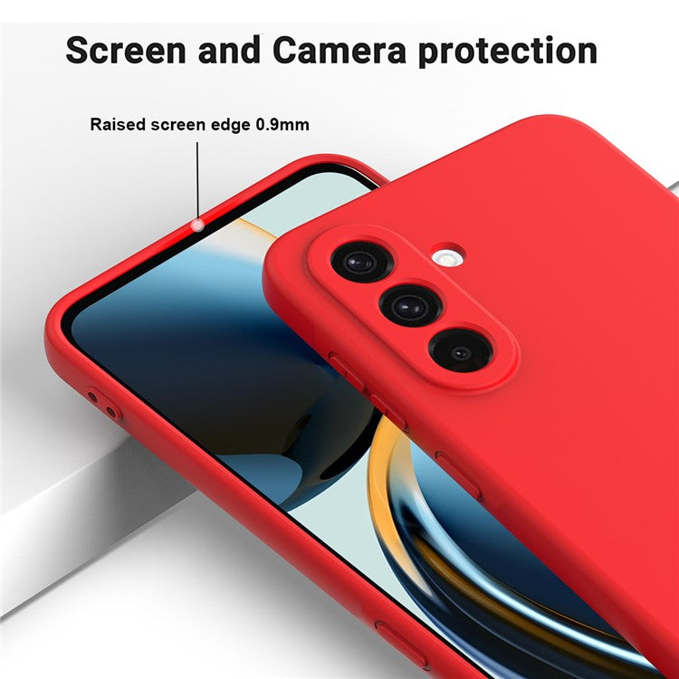 For Samsung Galaxy F56 5G  /  M56 5G Liquid Silicone Case Phone Back Cover with Hand Strap - Red