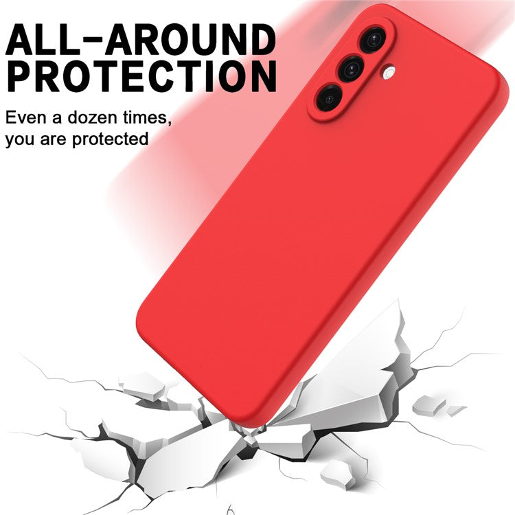 For Samsung Galaxy F56 5G  /  M56 5G Liquid Silicone Case Phone Back Cover with Hand Strap - Red