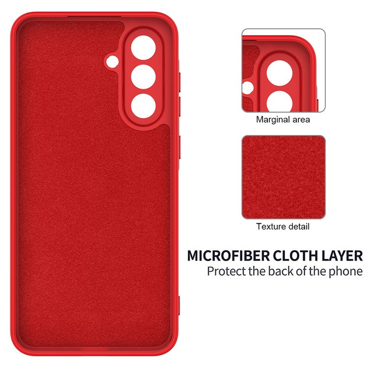 For Samsung Galaxy F56 5G  /  M56 5G Liquid Silicone Case Phone Back Cover with Hand Strap - Red