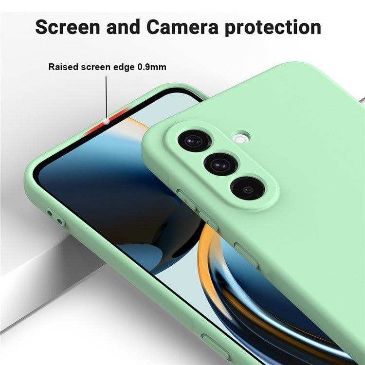 For Samsung Galaxy F56 5G  /  M56 5G Liquid Silicone Case Phone Back Cover with Hand Strap - Green
