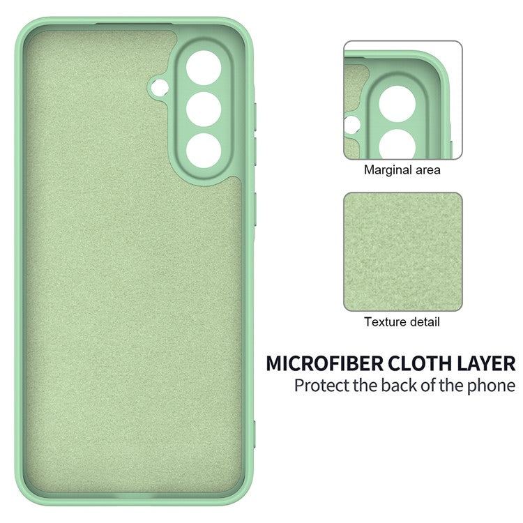 For Samsung Galaxy F56 5G  /  M56 5G Liquid Silicone Case Phone Back Cover with Hand Strap - Green