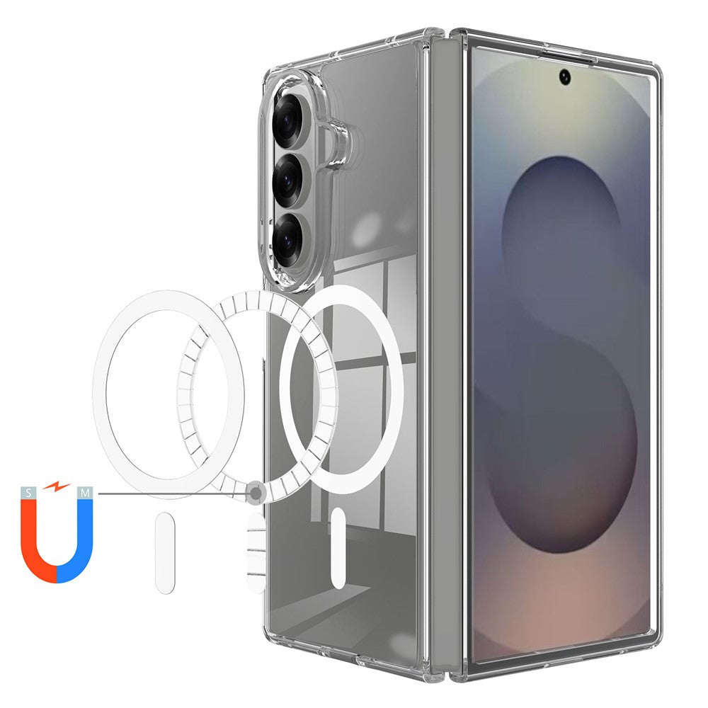 For Samsung Galaxy Z Fold7 5G Clear Phone Case Compatible with MagSafe TPU+Acrylic Back Cover - Clear