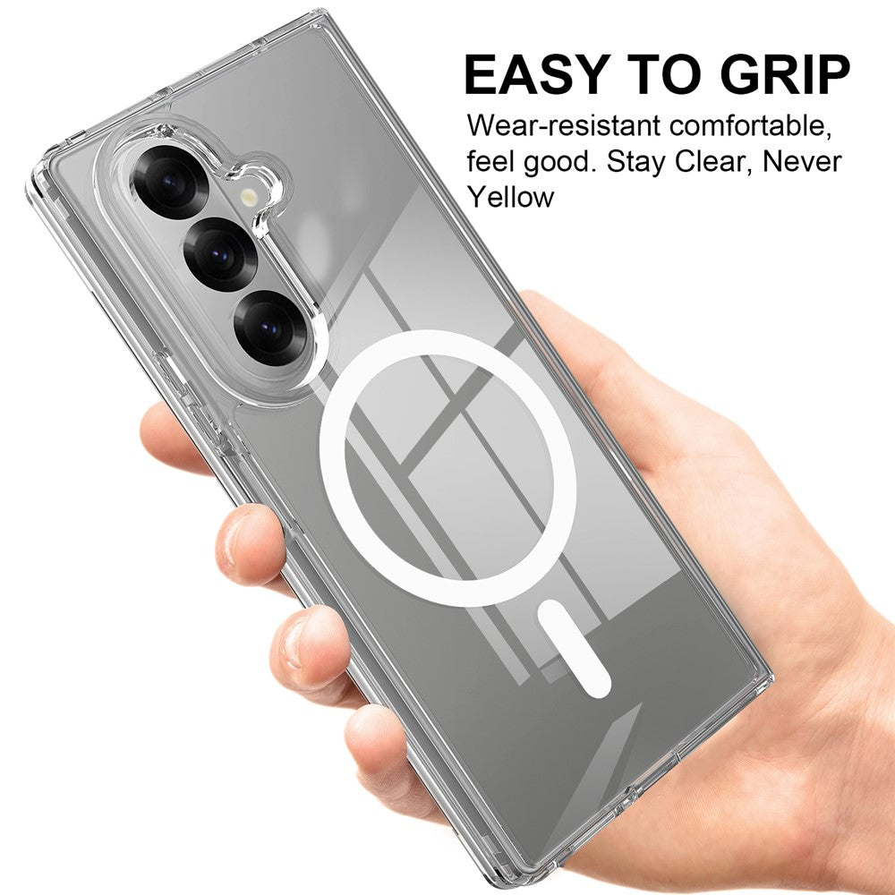 For Samsung Galaxy Z Fold7 5G Clear Phone Case Compatible with MagSafe TPU+Acrylic Back Cover - Clear