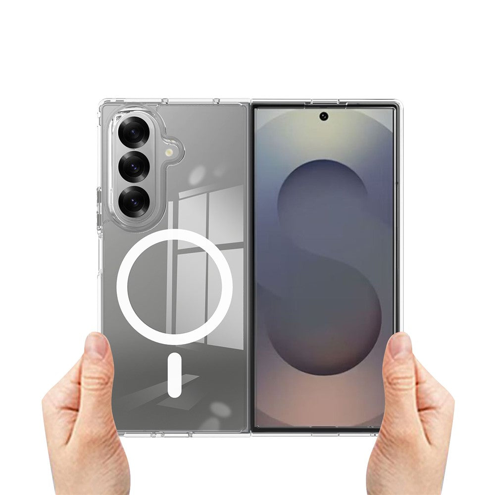 For Samsung Galaxy Z Fold7 5G Clear Phone Case Compatible with MagSafe TPU+Acrylic Back Cover - Clear