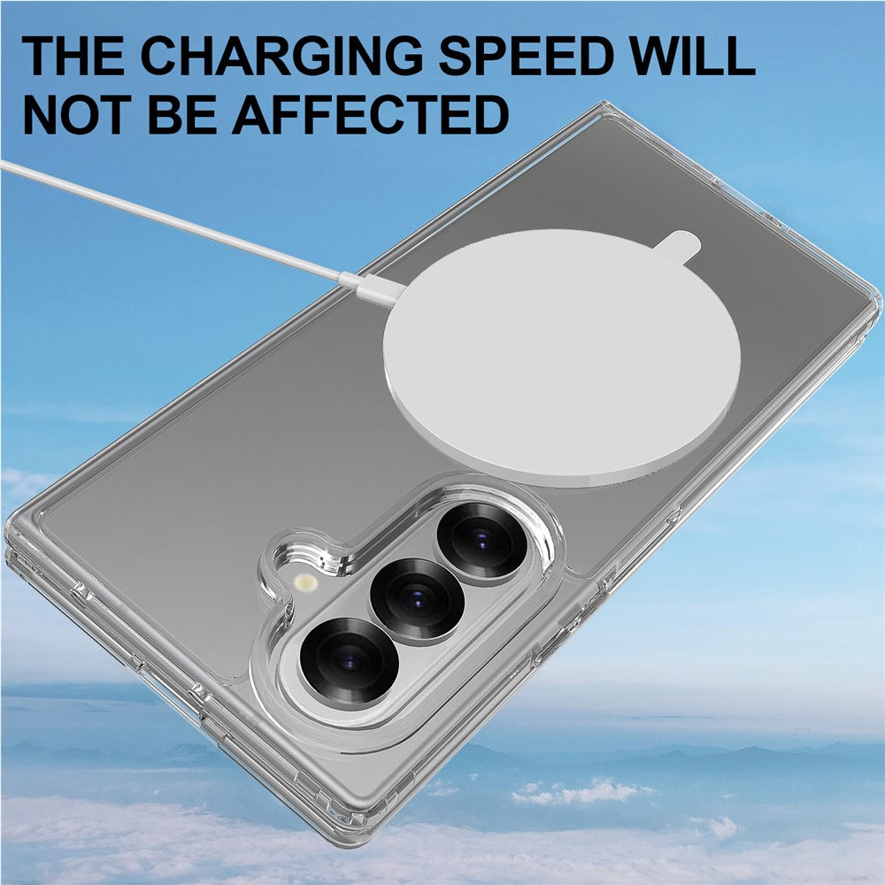 For Samsung Galaxy Z Fold7 5G Clear Phone Case Compatible with MagSafe TPU+Acrylic Back Cover - Clear