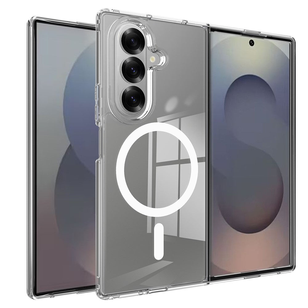 For Samsung Galaxy Z Fold7 5G Clear Phone Case Compatible with MagSafe TPU+Acrylic Back Cover - Clear