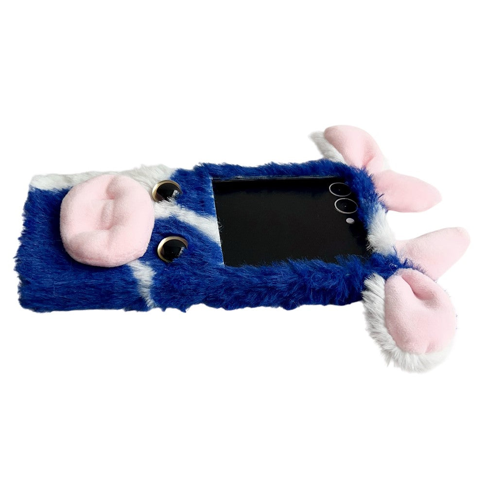 For Samsung Galaxy Z Flip7 5G Case Plush Cow Hard PC Protective Phone Cover - Pink