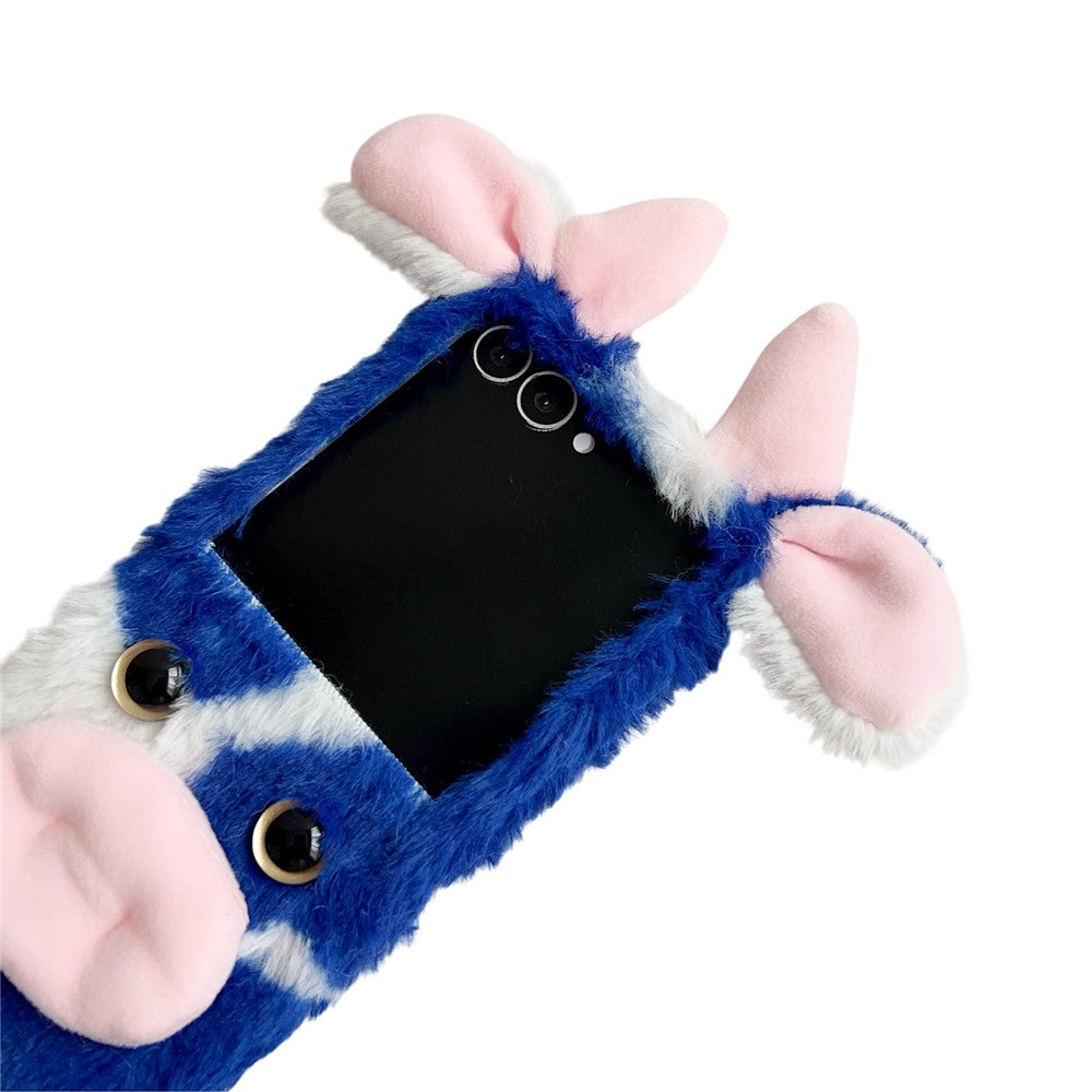 For Samsung Galaxy Z Flip7 5G Case Plush Cow Hard PC Protective Phone Cover - Pink