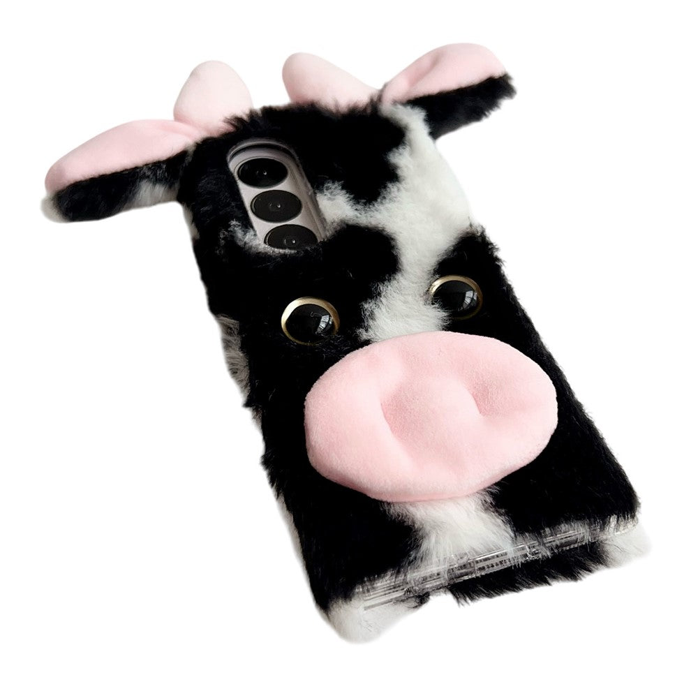 For Samsung Galaxy Z Fold7 5G Case Plush Cow Hard PC Protective Phone Cover - Blue