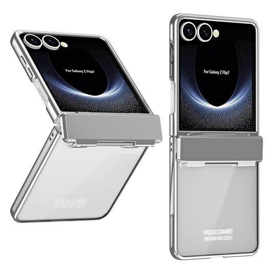 For Samsung Galaxy Z Flip7 5G Case Electroplating PC Folding Phone Cover - Silver