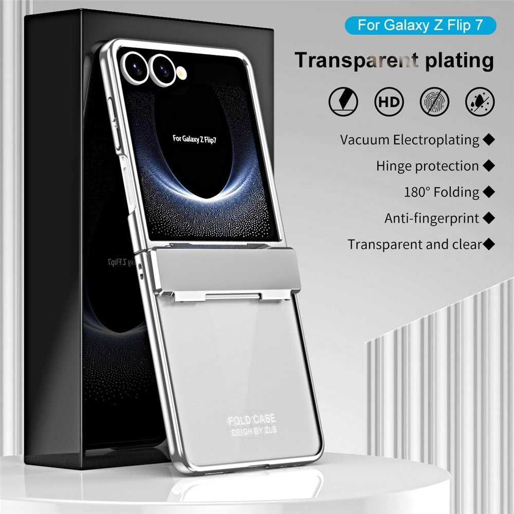For Samsung Galaxy Z Flip7 5G Case Electroplating PC Folding Phone Cover - Silver