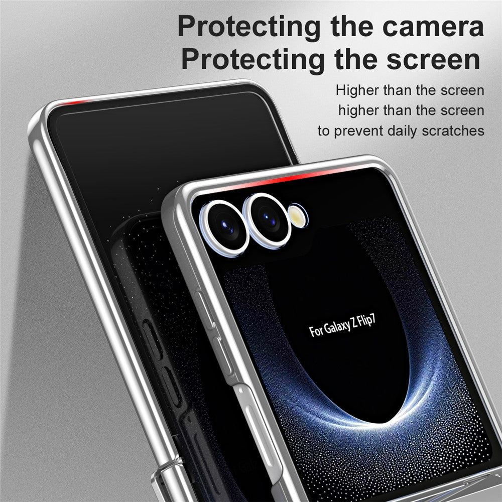For Samsung Galaxy Z Flip7 5G Case Electroplating PC Folding Phone Cover - Silver