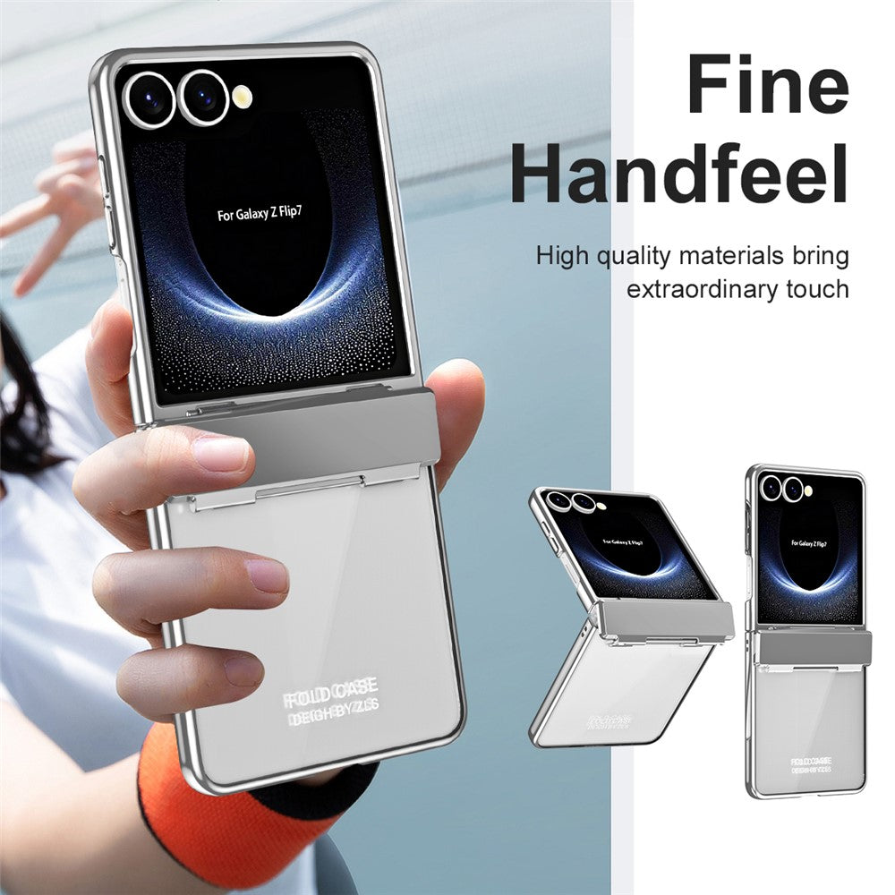 For Samsung Galaxy Z Flip7 5G Case Electroplating PC Folding Phone Cover - Silver