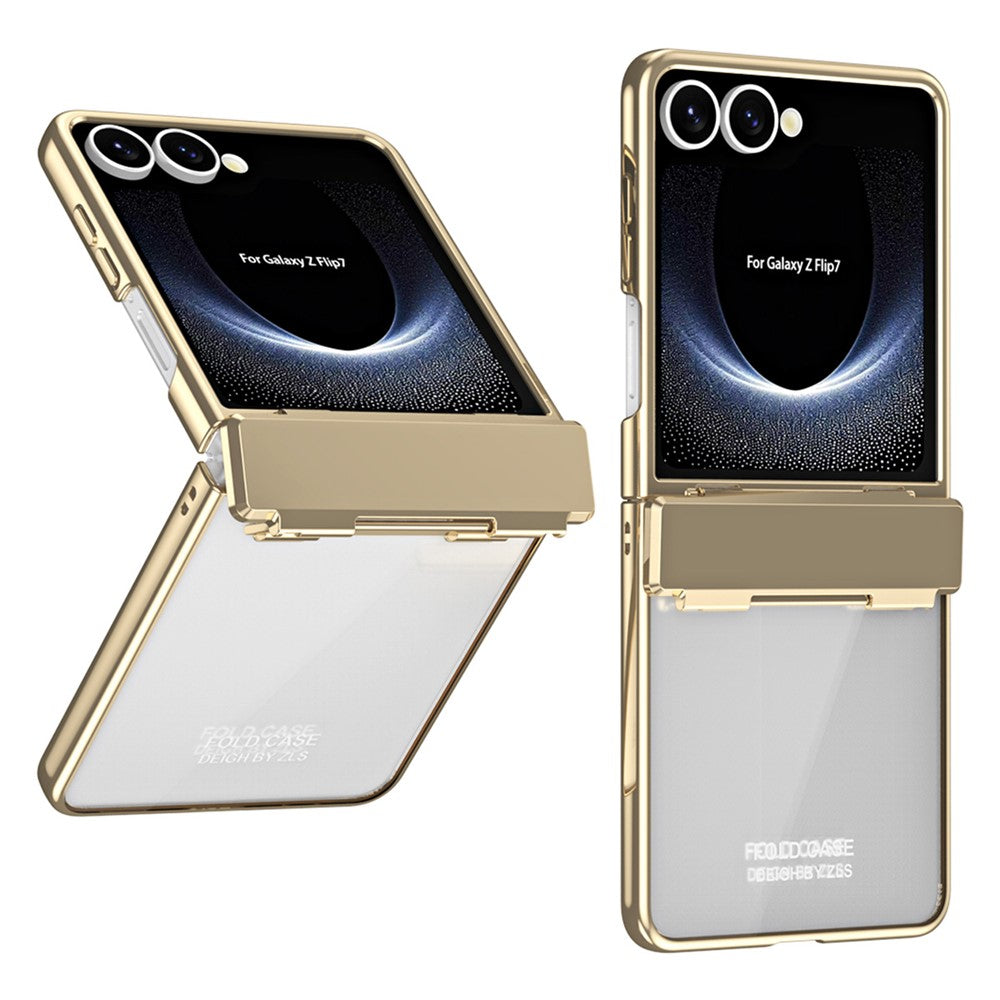 For Samsung Galaxy Z Flip7 5G Case Electroplating PC Folding Phone Cover - Gold