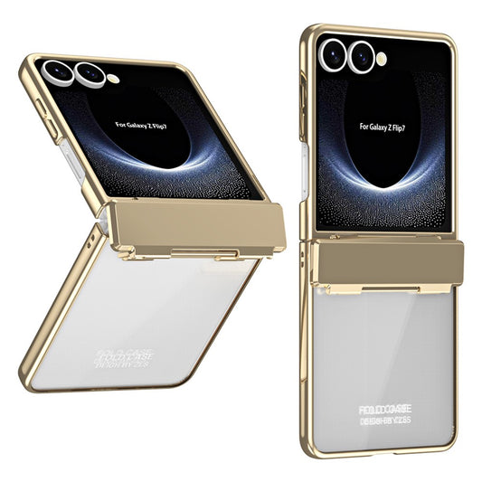 For Samsung Galaxy Z Flip7 5G Case Electroplating PC Folding Phone Cover - Gold