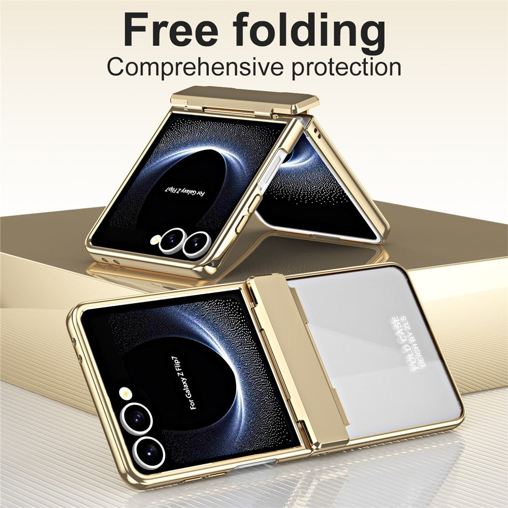 For Samsung Galaxy Z Flip7 5G Case Electroplating PC Folding Phone Cover - Gold