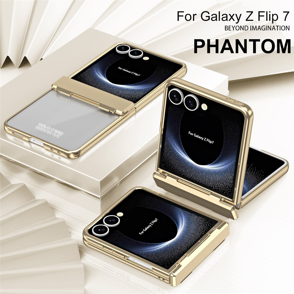 For Samsung Galaxy Z Flip7 5G Case Electroplating PC Folding Phone Cover - Gold