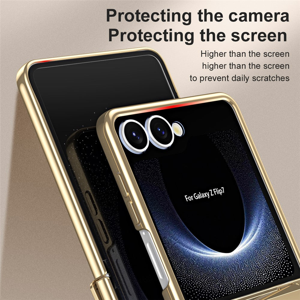 For Samsung Galaxy Z Flip7 5G Case Electroplating PC Folding Phone Cover - Gold