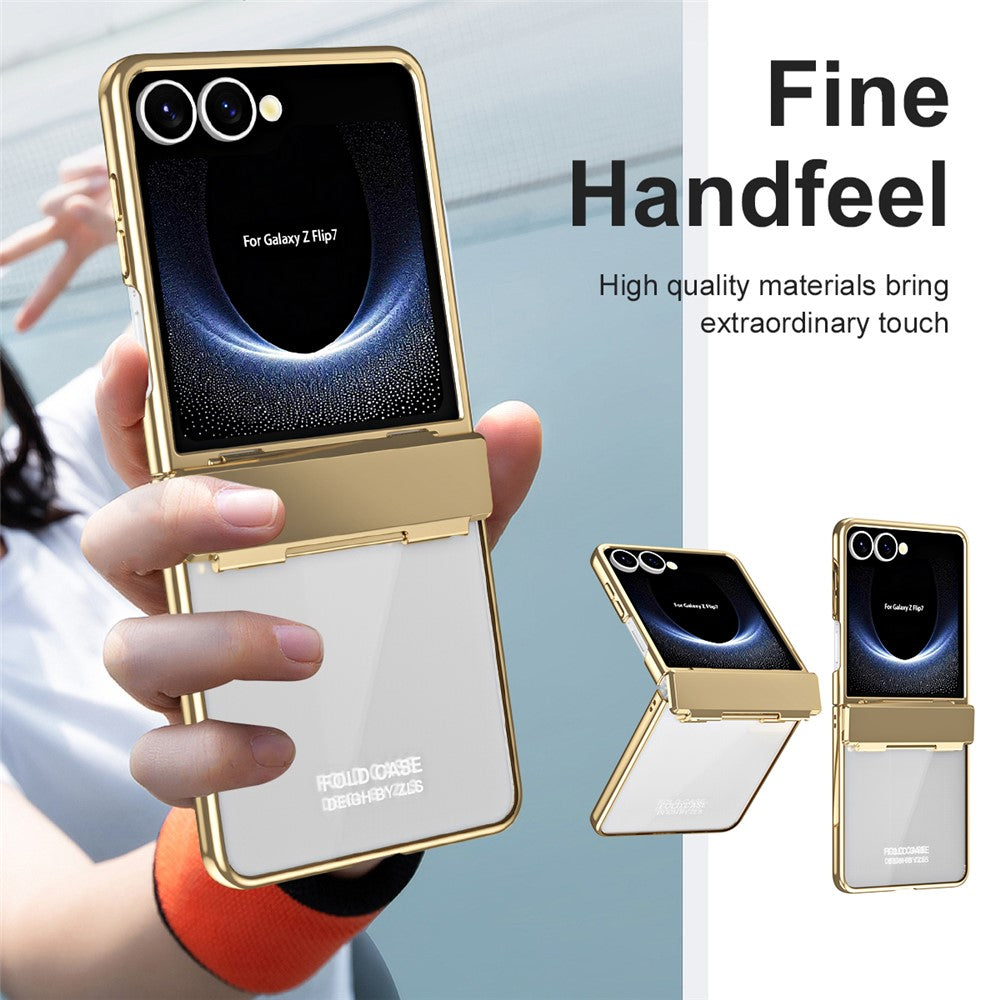 For Samsung Galaxy Z Flip7 5G Case Electroplating PC Folding Phone Cover - Gold