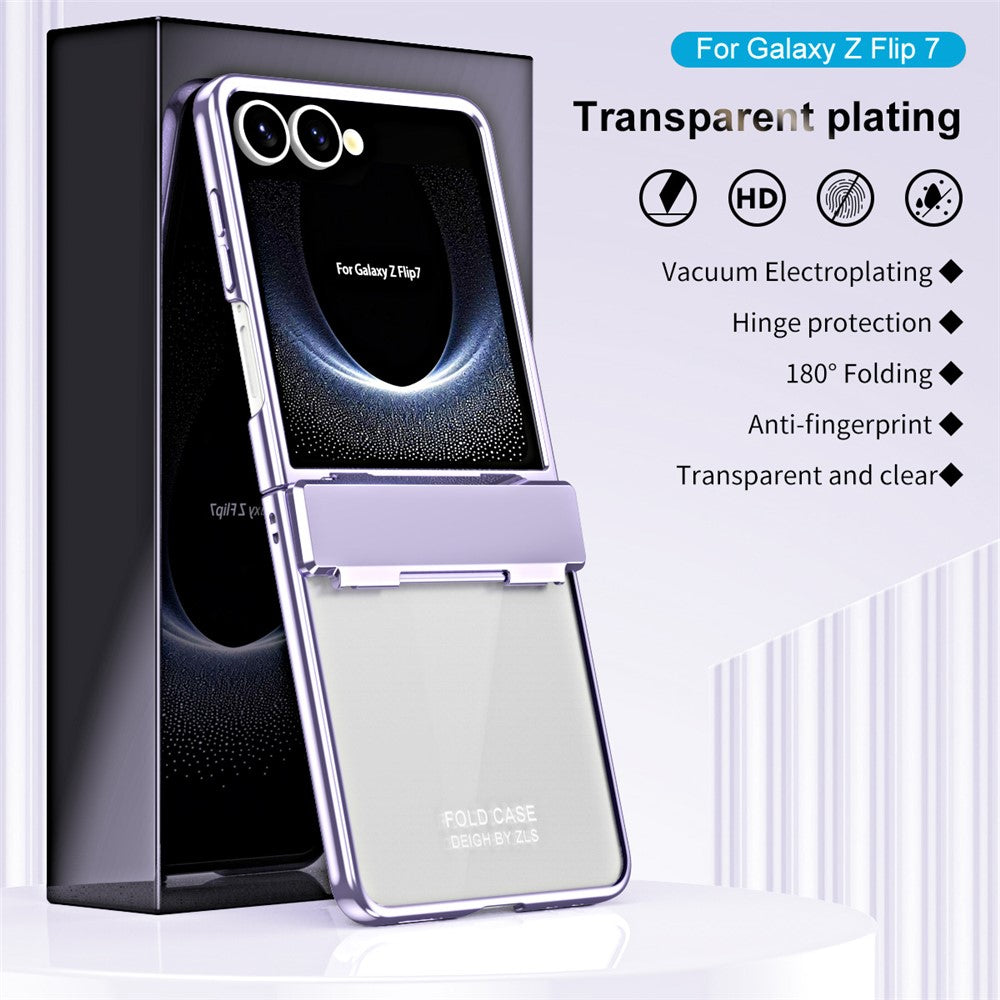 For Samsung Galaxy Z Flip7 5G Case Electroplating PC Folding Phone Cover - Purple