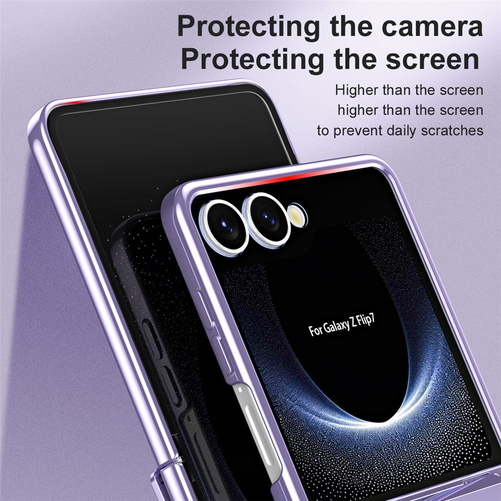For Samsung Galaxy Z Flip7 5G Case Electroplating PC Folding Phone Cover - Purple
