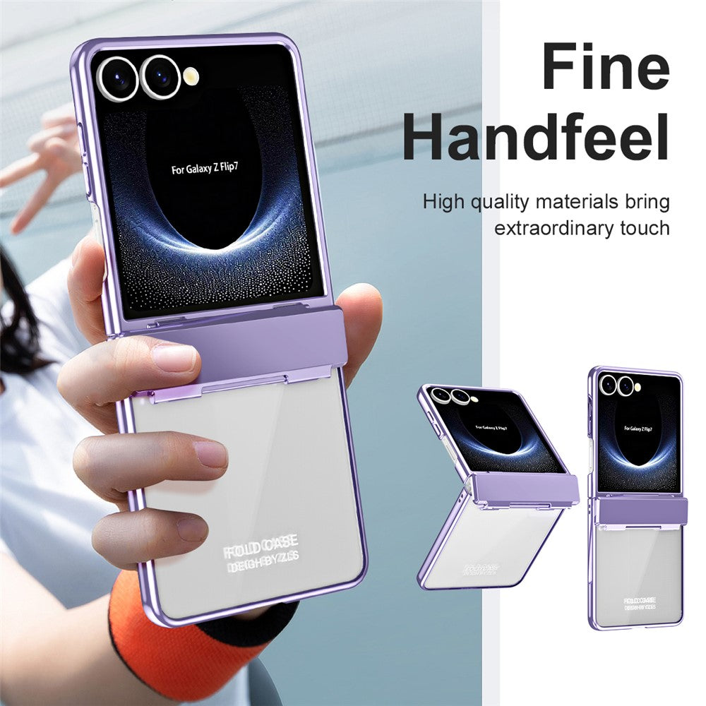 For Samsung Galaxy Z Flip7 5G Case Electroplating PC Folding Phone Cover - Purple