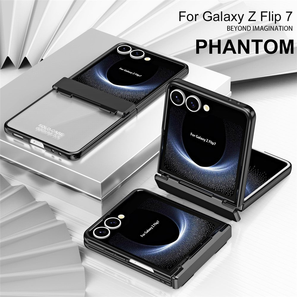 For Samsung Galaxy Z Flip7 5G Case Electroplating PC Folding Phone Cover - Black