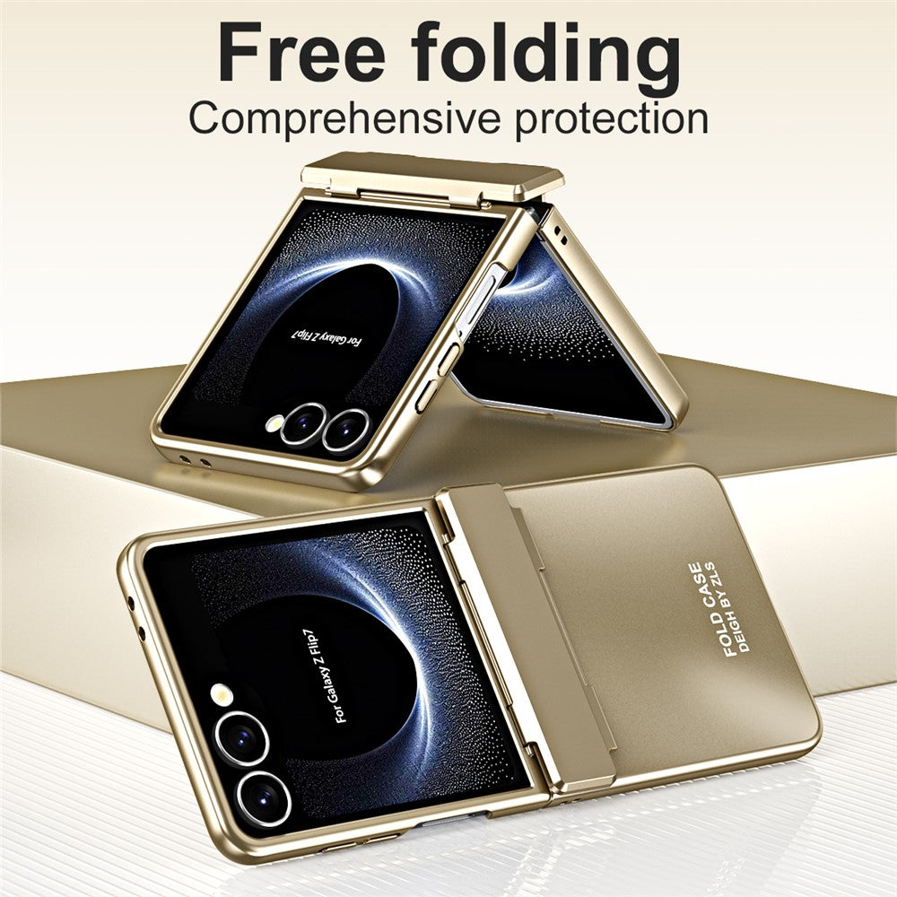 For Samsung Galaxy Z Flip7 5G Case Electroplating Hard PC Protective Phone Cover - Gold