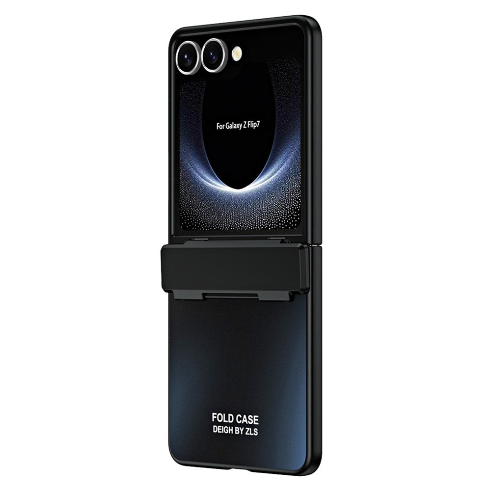 For Samsung Galaxy Z Flip7 5G Case Electroplating Hard PC Protective Phone Cover with Screen Protector - Black