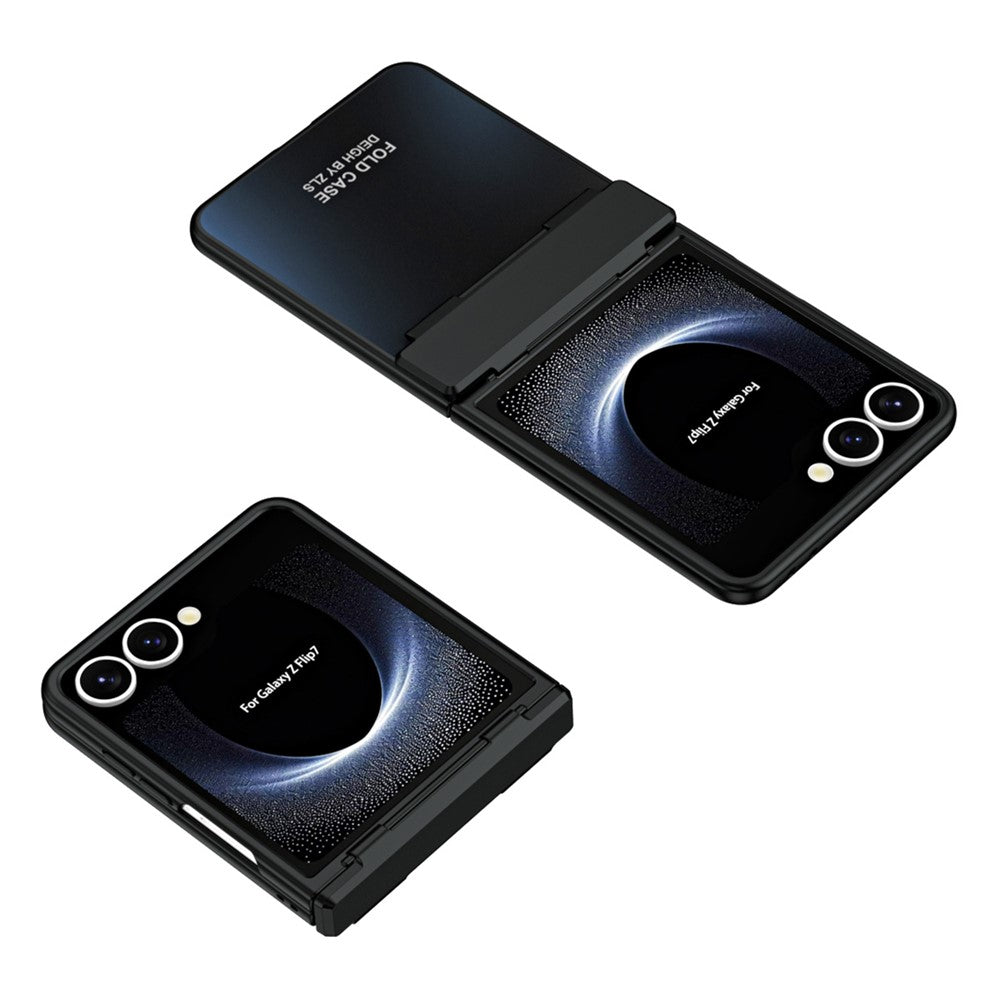For Samsung Galaxy Z Flip7 5G Case Electroplating Hard PC Protective Phone Cover with Screen Protector - Black