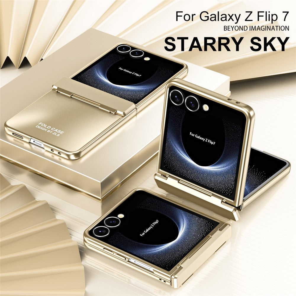For Samsung Galaxy Z Flip7 5G Case Electroplating Hard PC Protective Phone Cover with Screen Protector - Black