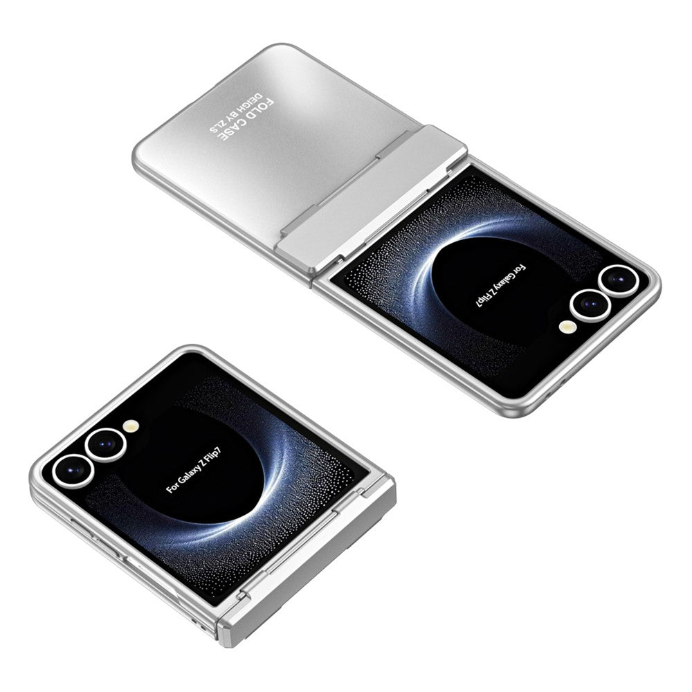 For Samsung Galaxy Z Flip7 5G Case Electroplating Hard PC Protective Phone Cover with Screen Protector - Silver