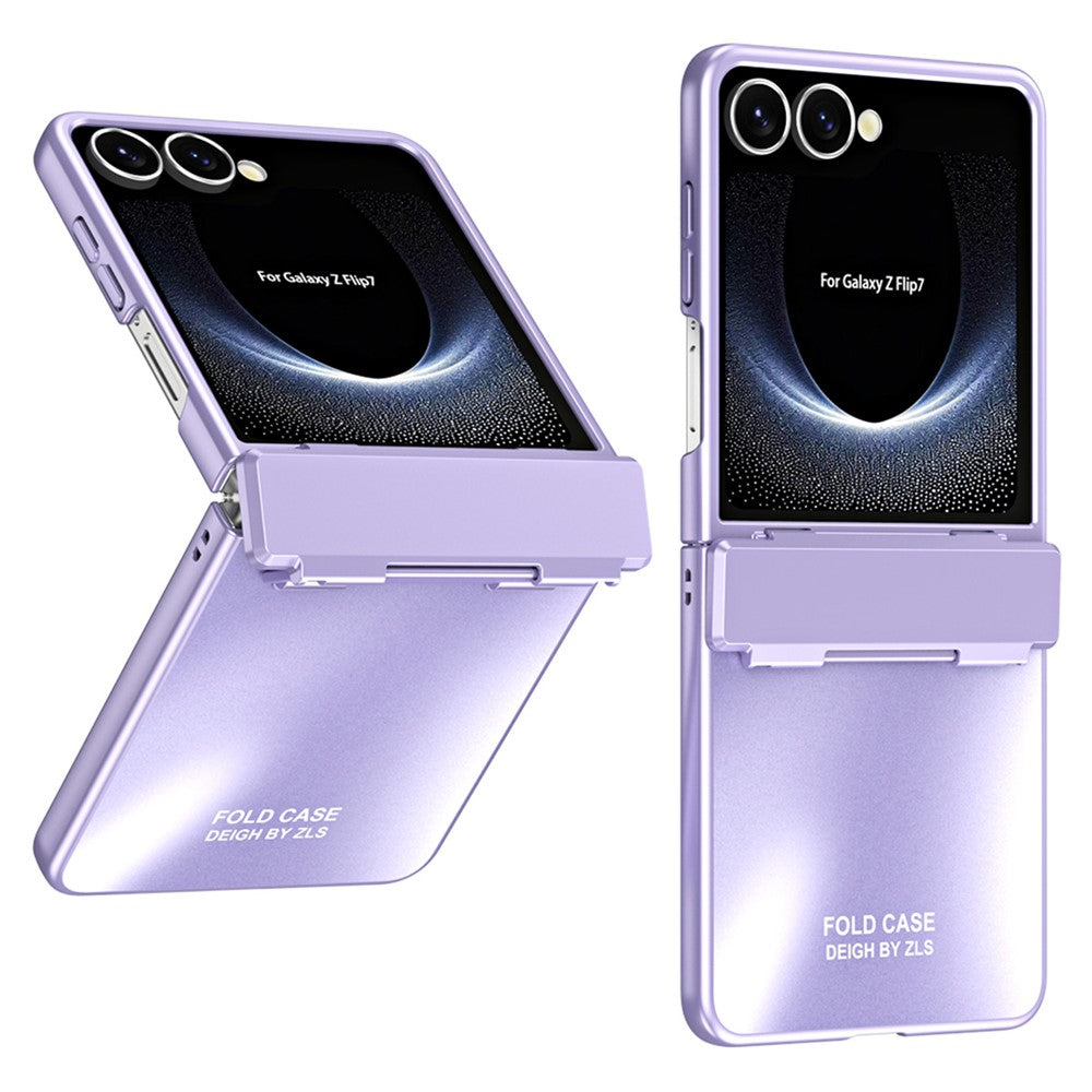 For Samsung Galaxy Z Flip7 5G Case Electroplating Hard PC Protective Phone Cover with Screen Protector - Purple