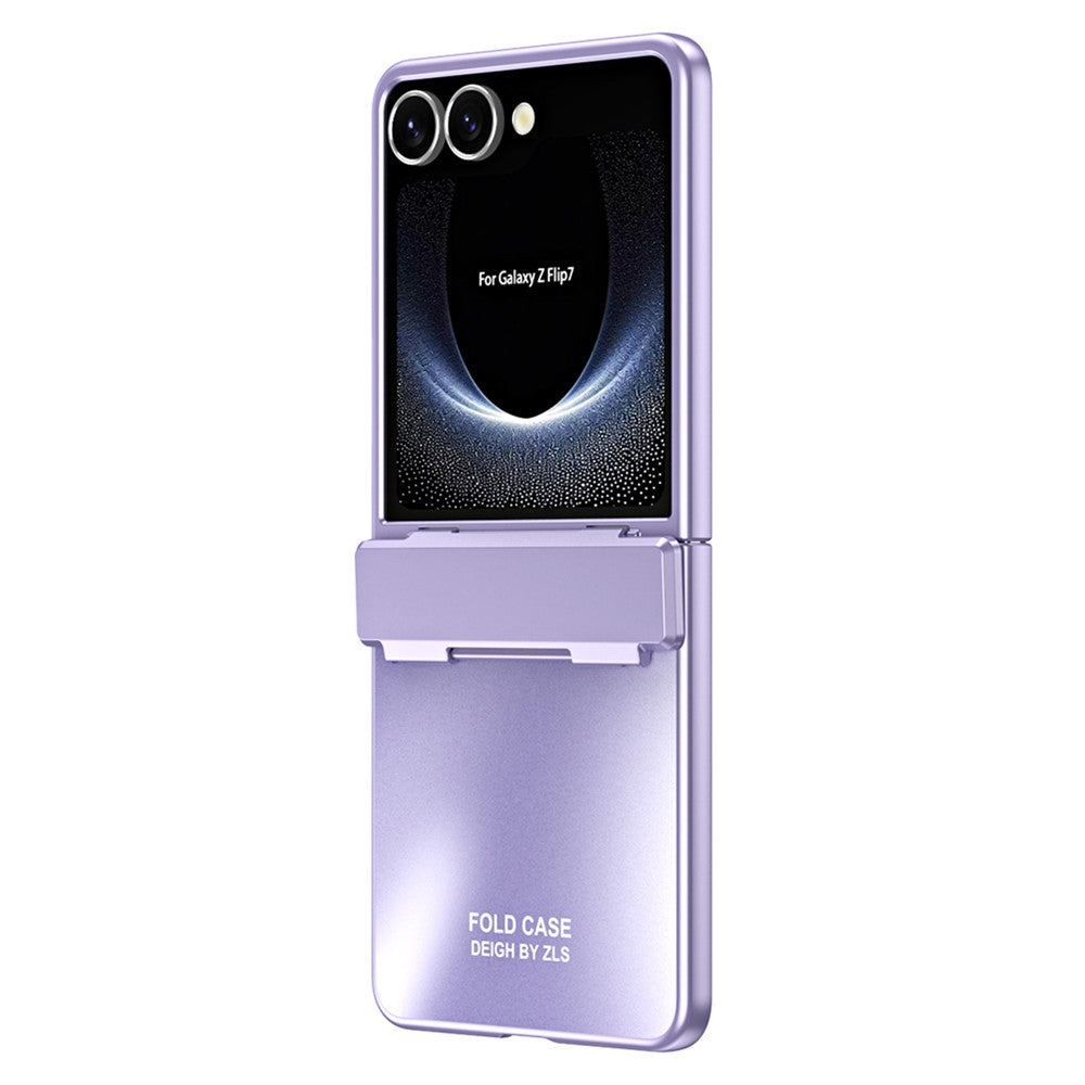 For Samsung Galaxy Z Flip7 5G Case Electroplating Hard PC Protective Phone Cover with Screen Protector - Purple