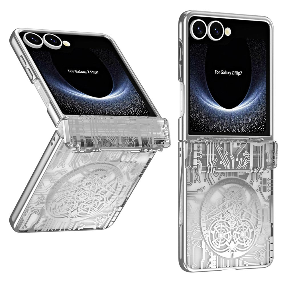 For Samsung Galaxy Z Flip7 5G Case Mechanical Legend Electroplating PC Phone Cover - Silver