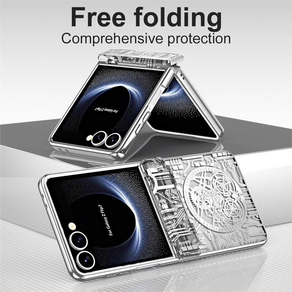 For Samsung Galaxy Z Flip7 5G Case Mechanical Legend Electroplating PC Phone Cover - Silver