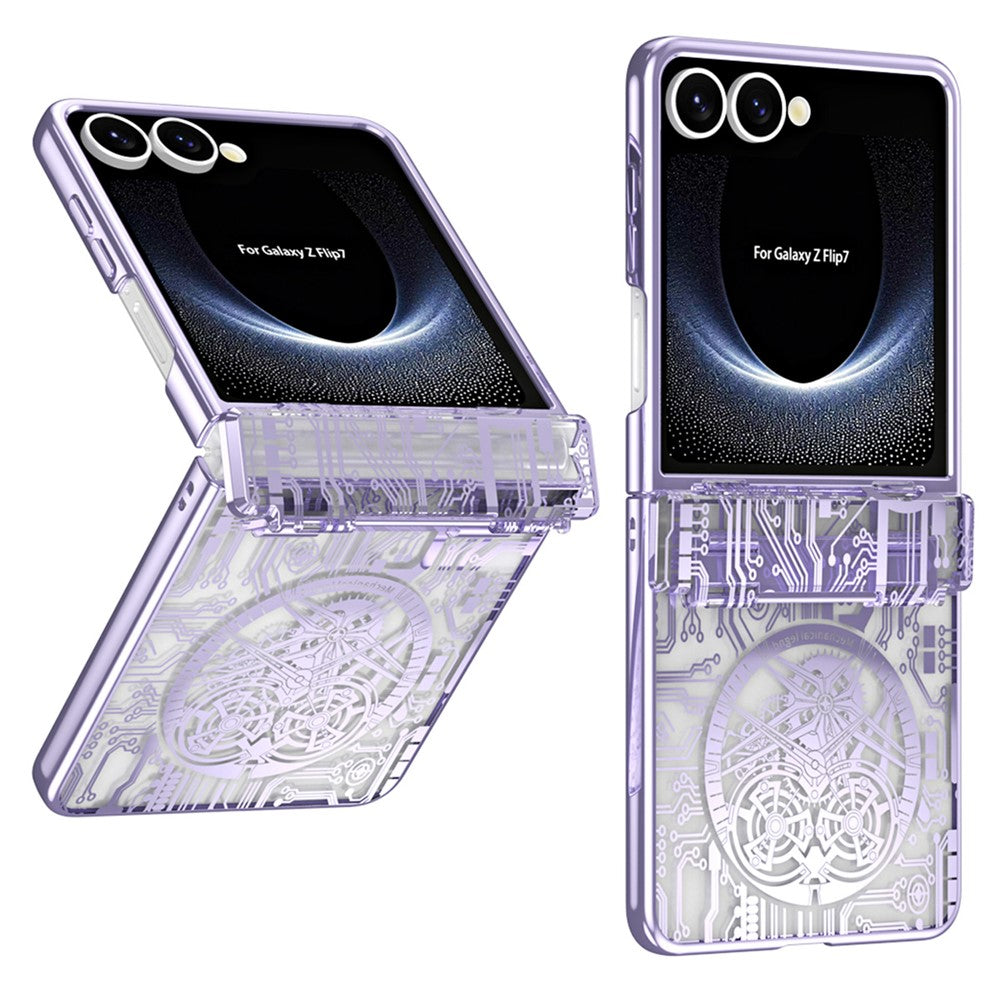 For Samsung Galaxy Z Flip7 5G Case Mechanical Legend Electroplating PC Phone Cover - Purple