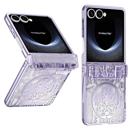 For Samsung Galaxy Z Flip7 5G Case Mechanical Legend Electroplating PC Phone Cover - Purple
