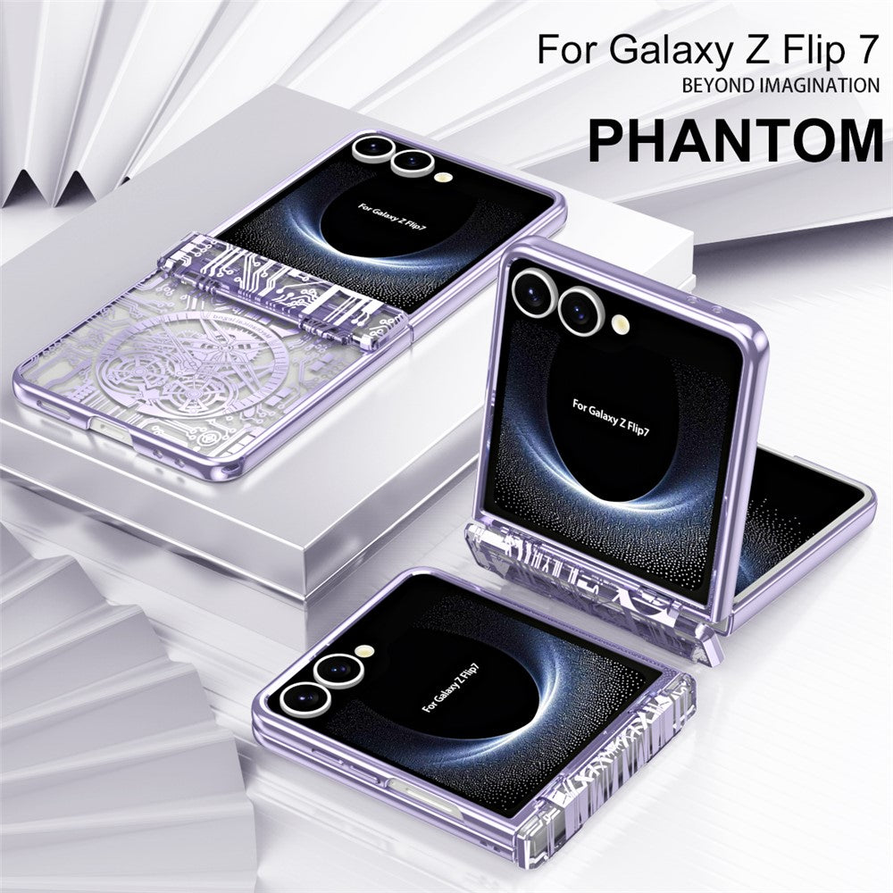 For Samsung Galaxy Z Flip7 5G Case Mechanical Legend Electroplating PC Phone Cover - Purple
