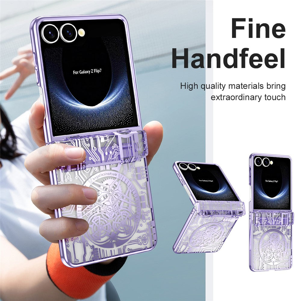 For Samsung Galaxy Z Flip7 5G Case Mechanical Legend Electroplating PC Phone Cover - Purple